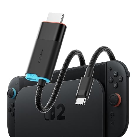 Hagibis Switch2 Dock for Nintendo Switch1/2 & Switch OLED, USB C to HDMI Cable Adapter with 4K@60Hz HDMI, 100W PD, Type-C to HDMI Adapter for Laptop, Tablet, SteamDeck, ROG Ally (Black 4K@60Hz)