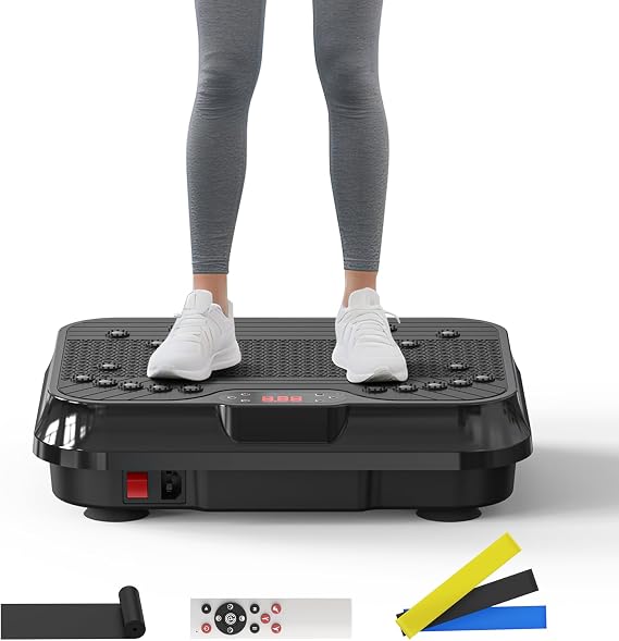 Vibration Plate Exercise Machine for Lymphatic Drainage, Stand Shake Plate | 9 Programs 250 Speed Levels Vibrating Plate with Magnetic Massage, Vibration Pad for Whole Body Fat Burning, Home Gym Workout