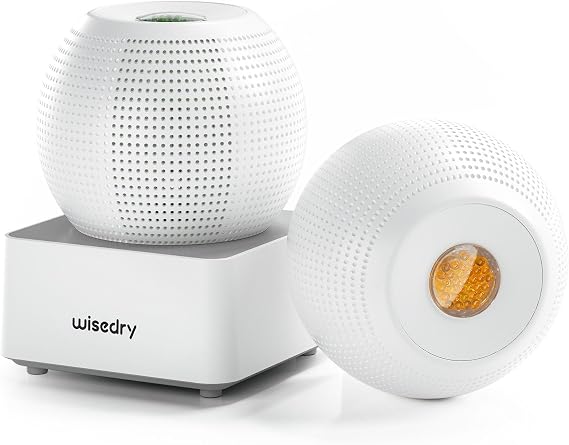 Wisedry 2 Hours Fast Rechargeable Mini Dehumidifier - Wireless Gun Safe Dehumidifier, Auto-Shutoff, Indicator Function (2 Dehumidifiers, White)
