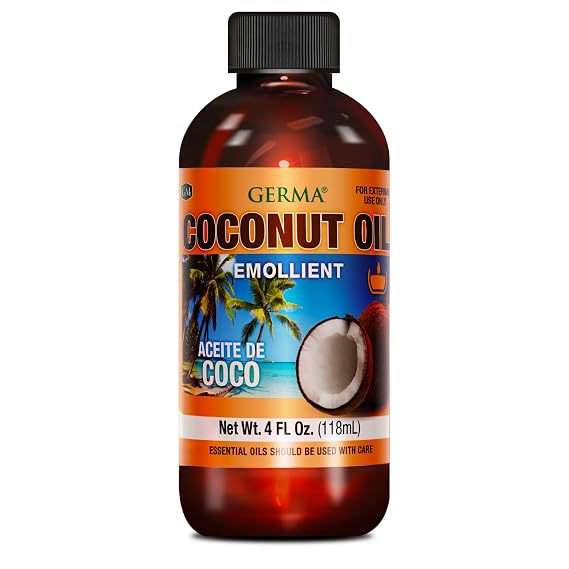 Germa Coconut Oil Aceite de Coco 4 fl. oz. Multi-Purpose Body Moisturizer and Hair Conditioning Oil Deep Hydration for Dry Skin, Scalp, and Soft Hair Care