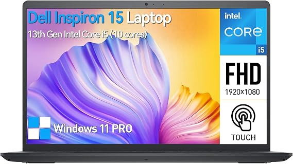 Dell Inspiron 15 3000 Touchscreen Laptop Computer, 15.6" FHD IPS Touch Screen Business Laptop PC, 13th Gen Intel Core i5 (10-Cores), Windows 11 Pro | 10-Key | 32GB RAM 2TB SSD