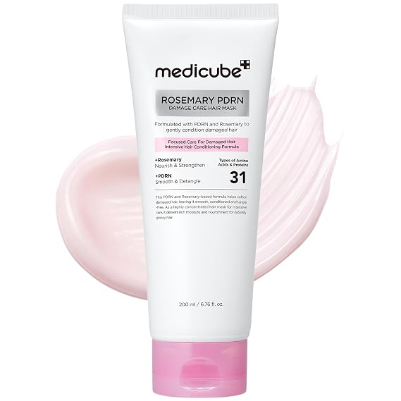 medicube Rosemary PDRN Deep Damage Care Hair Mask, 6.76 fl.oz | Intensive Bonding Care for Over-Damaged Hair - Liposome PDRN & 31 Proteins for Silky, Strong, Glossy Hair, Hair Care Product
