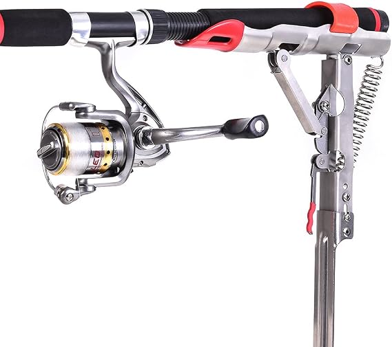 Lixada Automatic Double Spring/Automatic Spring Angle Pole Fish Rod Bracket Standard Fishing Holder Adjustable Stainless Steel for Ground Support Brackets Sensitivity & Folding Fish Pole Rack