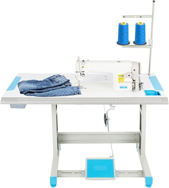 550W Industrial Sewing Machine, Upholstery Sewing Machine with Motor, Heavy Duty DIY Patch Leather Shoes Repair Sewing Machine for Tailors, Fashion Designers, Bridal Stores (Include Table Stand)