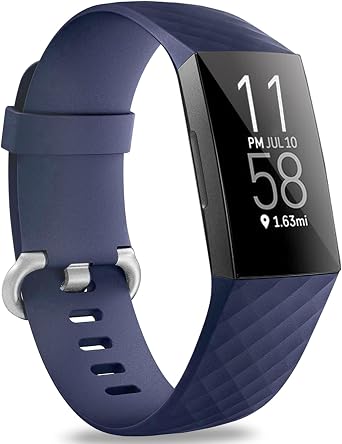 Hamile Bands Compatible with Fitbit Charge 4 / Fitbit Charge 3 / Fitbit Charge 3 SE, Waterproof Replacement Watch Strap Fitness Sport Band Wristband for Women Men, Small, Midnight Blue