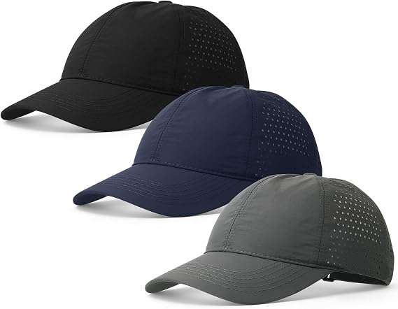ViEinkaufen 3 Pack Quick Dry Baseball Cap Folding Running Cap Mens Hats