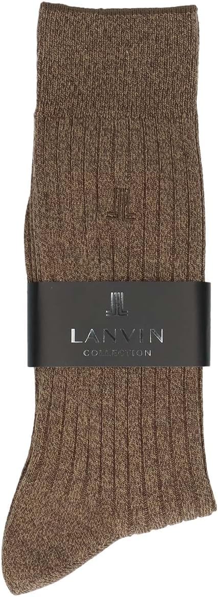 Lanvin ソックスLANVIN COLLECTION ランバン コレクション 日本製 ECOテンセル モダールMIX ワンポイント リブ クルー丈 メンズ ソックス 靴下 男性 紳士 プレゼント ギフト 02402070メンズ