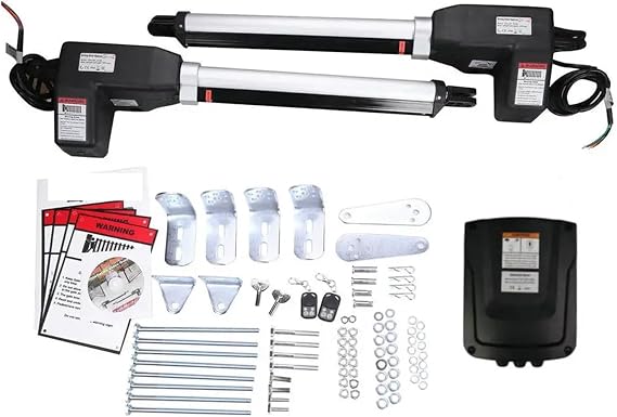 Electric Gate Opener Kit, LM902/230V Swing Gate Opener 400kgs Per Leaf with 2 Remote Controller Heavy Duty Dual Automatic Door Operator