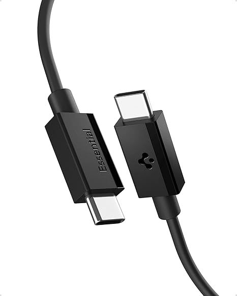 Spigen USB-C to USB-C 2 Metre Kablo 60W Güç/PPS 2.0 Desteği Super Hızlı Şarj / 480 Mbps Data Aktarım Hızı Type-C Ekstra Dayanıklı Siyah - ACA08720 (Spigen TR Garantili)
