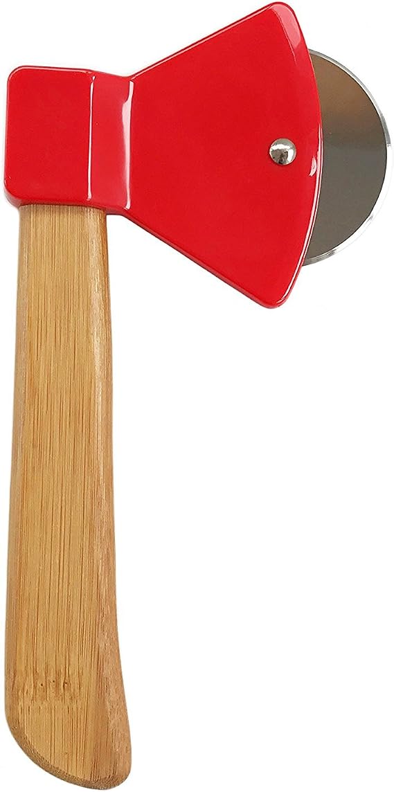 Axe Pizza Cutter with Bamboo Handle and Sharp Rotating Blade - Thacher's Nook