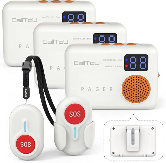 CallToU Caregiver Pager, 2 Call Buttons for Elderly at Home, 3 Receivers