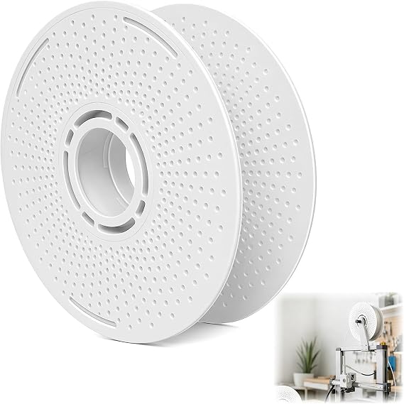 Reusable 3D Filament Spool, 200mm X 66.5mm, Detachable, High-Strength, High-Temperature-Resistant Hollow Spool, Compatible with Bambu Lab P1P, P1S and X1, Suitable for PLA, PETG and ABS (White)
