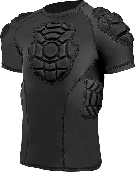 Topeter Youth Football Rib Protector Compression Shirt, Chest, Heart, Shoulder, Sternum Guard Protective Gear