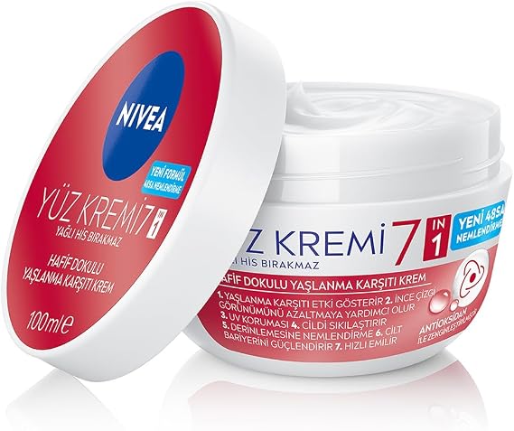 NIVEA Yaşlanma Karşıtı Yüz Kremi 100 ml, 24 Saat Nemlendirici Yüz Kremi, UV Koruması