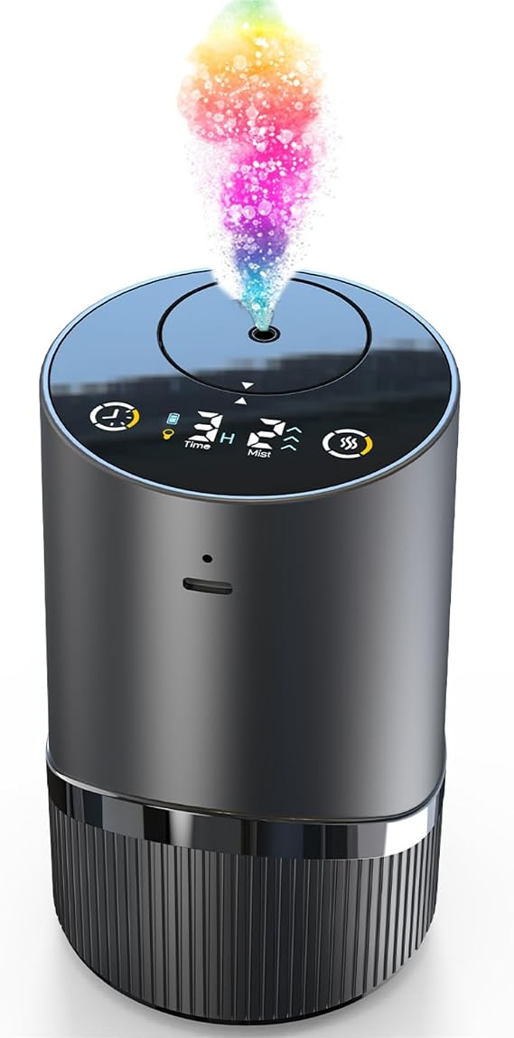 Waterless Essential Oil Diffuser - Aroma Diffuser with Indicator, Portable Smart Scent Air Machine 1/2/3 & Continuous Mist, Anti-TIPP