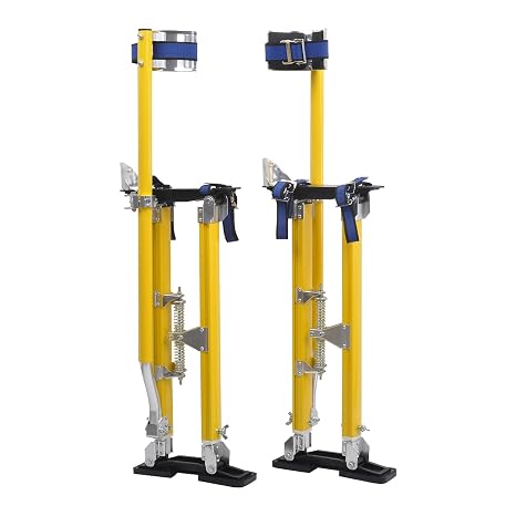 Drywall Stilts 24-40 Inch Height Adjustable Lifts Aluminum Tool | for Painting Finishing Pruning Branches Cleaning - Yellow (24" - 40")
