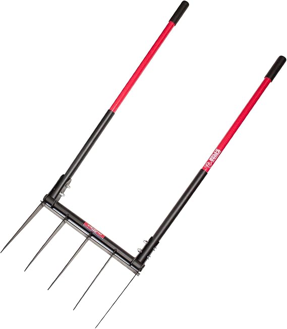 Bully Tools 5-Tine Broadfork, Fiberglass Handles, 56" 10-Gauge Steel Fork