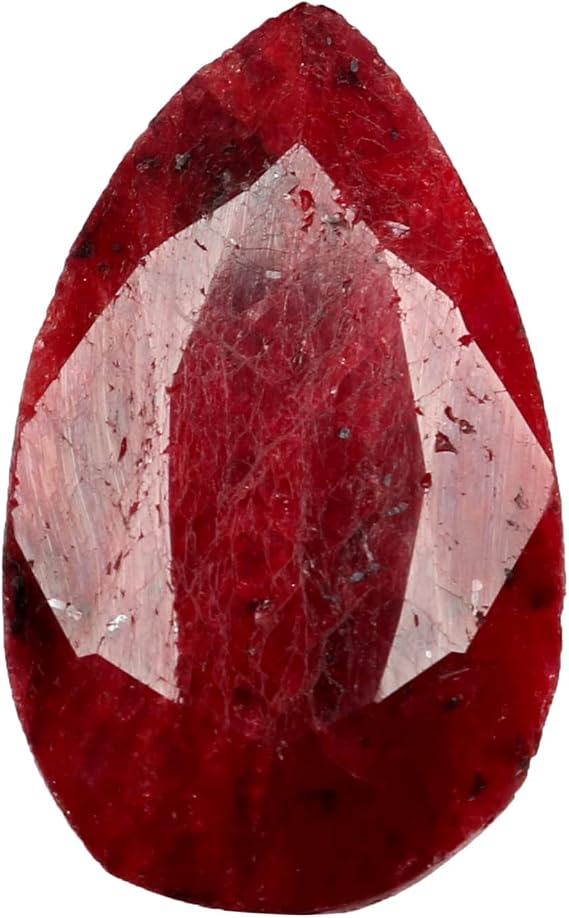 Real-gems ルース ナチュラル ファセット ブラッド レッド ルビー 18 カラット エクセレントペアーカット ルース ジェムストーン Axg-397, S, 宝石, 人工ルビー