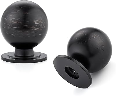 4 Pack Oil Rubbed Bronze Cabinet Knobs, Round Dresser Knobs, Ball Kitchen Cabinet Hardware, 0.95 Diameter