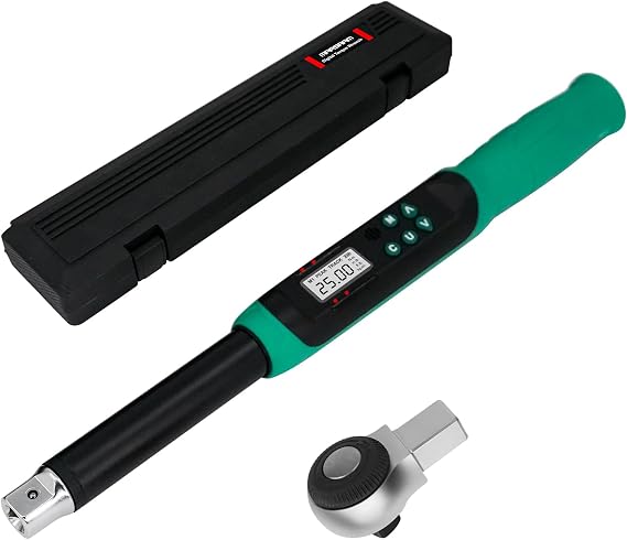 Marsram Digital Torque Wrench, 3/8" Drive 5-99.6ft.lbs/6.8-135N.m Electronic Torque Wrench, Interchangeable Ratchet Head With Buzzer And LED, Suitable For HVAC Car Bike Moto Pipeline, Calibrated