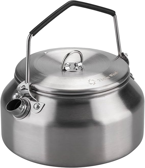 Thous Winds Camping Kettle 1Liter, Camp Tea Coffee Pot Stainless Steel Outdoor Hiking Kettle Pot Lightweight Durable Camping Tea Kettle