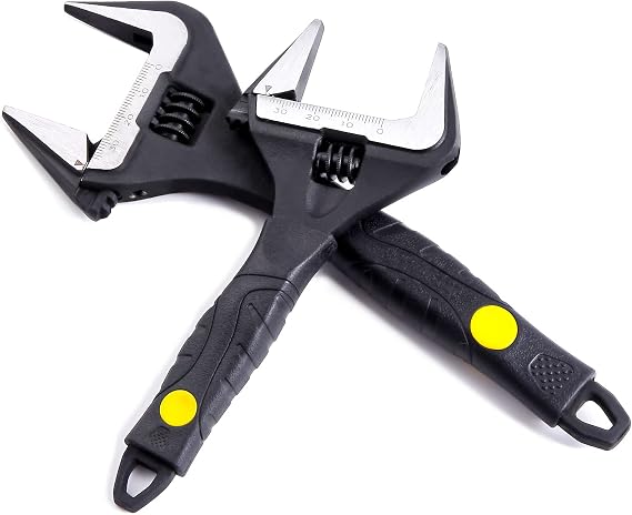 Adjustable Spanner Set, Wide Jaw Opening Adjustable Wrench, Heavy-Duty Plumbing Tools for Plumbers, 6 inch/165mm and 8 inch/215mm