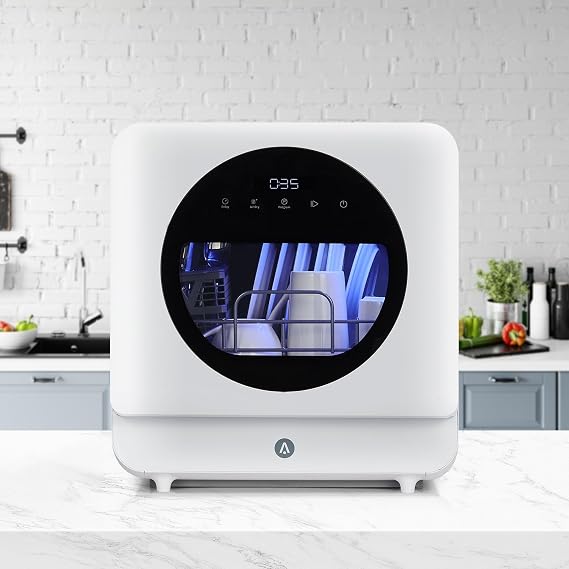 Portable Countertop Dishwasher,6 Washing Programs,2 Water Inlet Methods,3 Spray Arms,Low Noice,High Temperature Drying,Touch Control,Save Water & Easy to Use,for Home, Apartments, RVs