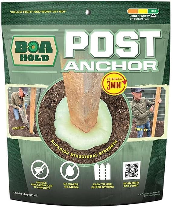 Post Anchor Alternative to Concrete | No Water, Fast-Setting Anchor for Fence, Deck, Mailbox Posts | One Bag Kit