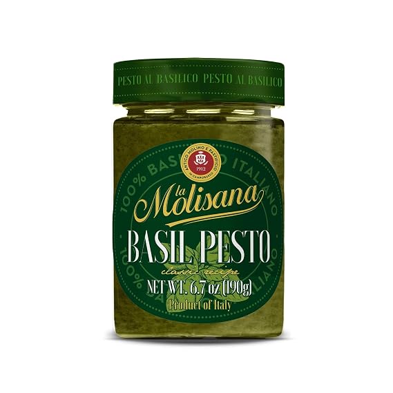 La Molisana Basil Pesto Sauce, 6.7 oz, Authentic Italian Basil Pesto with PDO Grana Padano & Pecorino Romano Cheese, Rich Mediterranean Flavor, Perfect for Pasta, Bruschetta & Gourmet Recipes, Made in Italy