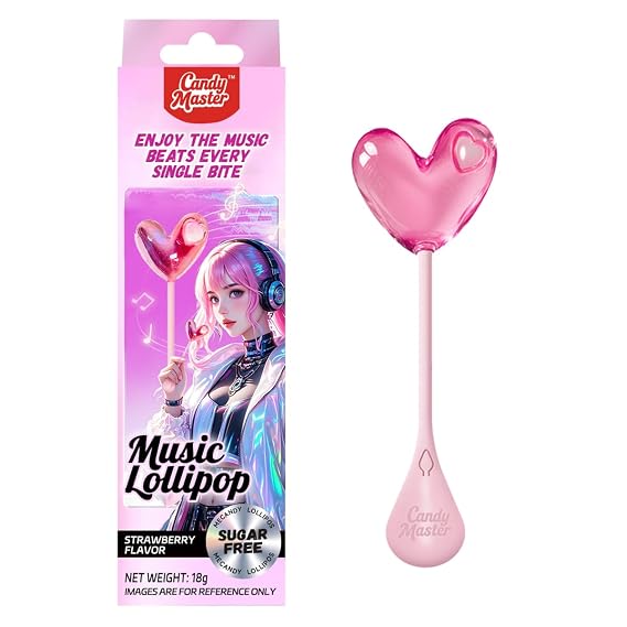 Candy Master Musical Lollipop KPOP Sugar Free Heart Shape 1 Pack
