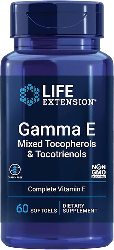 Life Extension Gamma E 60 Gluten-Free Softgels 30.15 mg Vitamin E per Dose Soy Free GMO Free Neutral in Taste