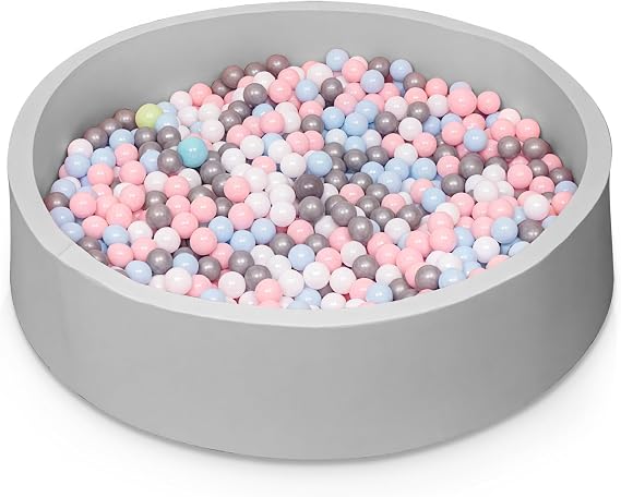 UBRAVOO Baby Ball Pit, Round Baby Soft Foam Ball Pit for Toddlers, Indoor Outdoor Small Kids Ball Pool, Balls Not Included - Dimensions 90x30cm (Grey)