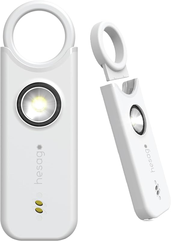SnapSiren - Personal Anti-Assault Alarm - Self-Defence Device with 135 dB Siren - Keyring for Women's Handbags for Personal Defence - Torch and Alarm for Hotel Entrance Doors (White)