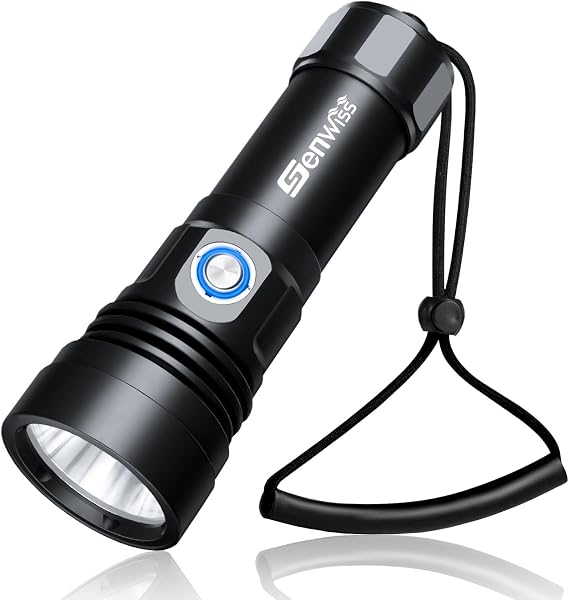 Scuba Diving Flashlight Dive Torch 2000 Lumen Waterproof Underwater XM-L2 LED Submarine Lights Holder with Charger for Under Water Deep Sea Cave at Night