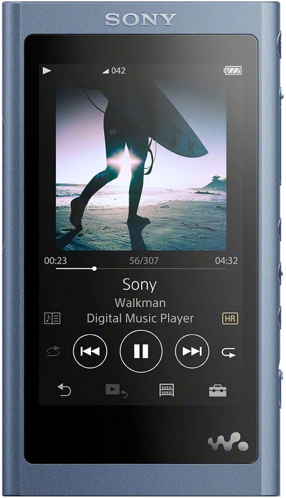 Sony NW-A55 Walkman A Series, 16 GB, MP3 Player, Bluetooth, MicroSD Compatible, High Resolution Support, Up to 45 Hours of Continuous Playback, 2018 Model, Moonlight Blue, NW-A55 L