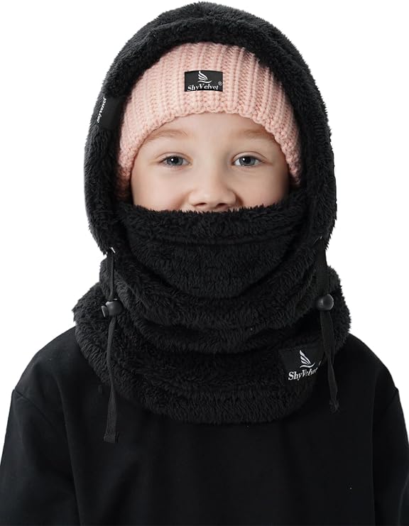 Shy Velvet Balaclava Ski Mask for Kids, Winter Windproof Face Mask for Cold Weather