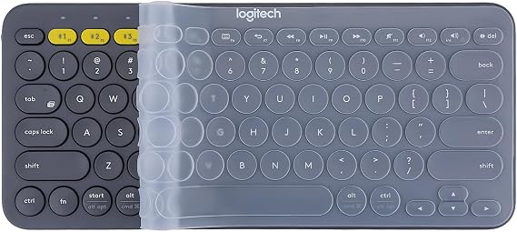 Keyboard Cover Compatible with Logitech K380 Multi-Device Bluetooth Keyboard/Pebble Keys 2 K380S Keyboard - Transparent Silicone Keyboard Protector Skin