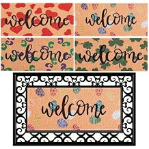 4 Pcs St. Patrick's Day Easter Doormat Mardi Gras Spring Holiday Door Mat Bulk Interchangeable Doormat Inserts Entrance Welcome Valentine's Day Heart Mats 22 X 10 Inche Non Slip Door Mat Gifts