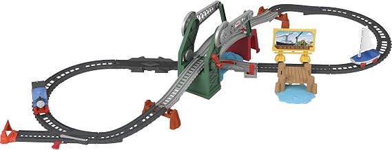 Thomas & Friends Bridge Lift Thomas & Skiff train set with motorized engine and toy boat for preschool kids ages 3 years and up