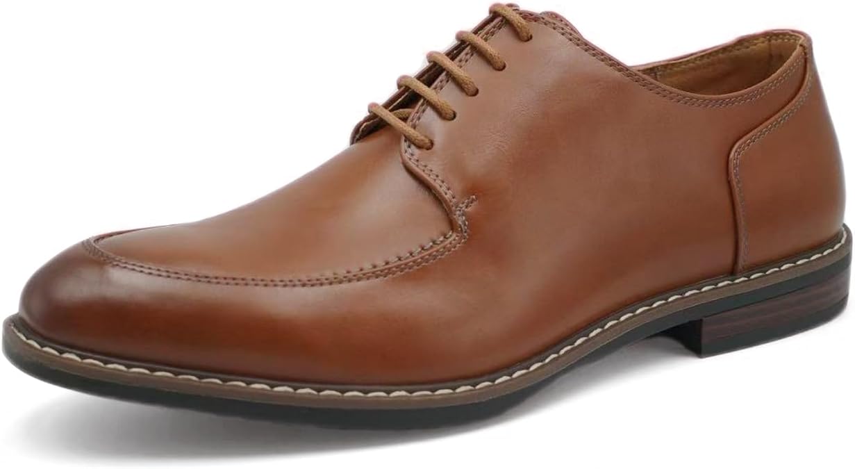 Finishing & Sewing Men's Moc Toe Lace Up Oxford Dress Shoes