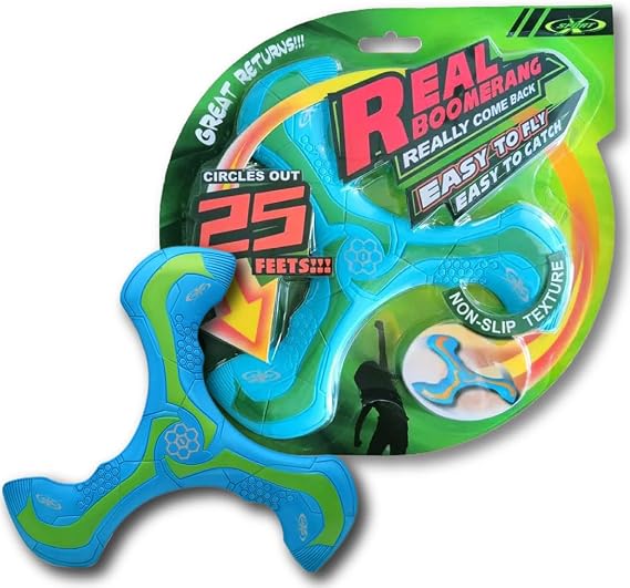 AMAZING TOYZ Soft Foam Boomerang 23cm Beginner Friendly, Safe Return Flight Outdoor Fun for Kids Age 6& Adults Perfect for Beach, Park & Backyard Games Blue