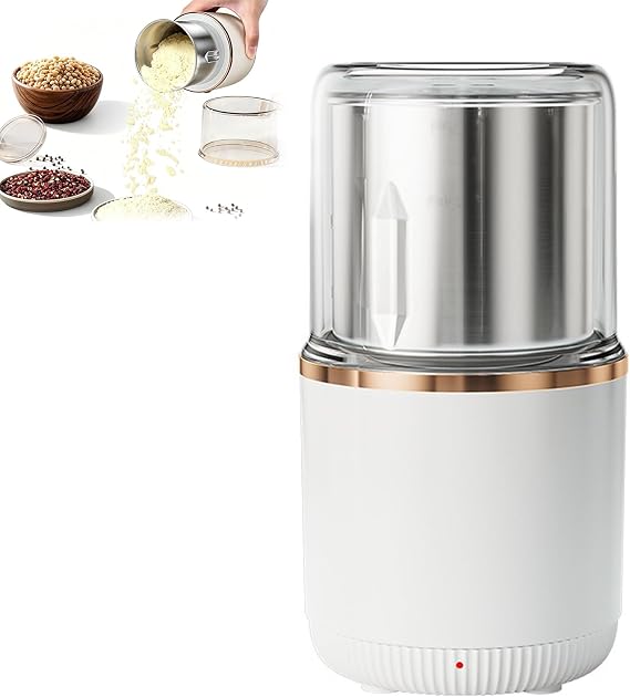 Mini Grinder Smash Machine, Electric Pepper Powder Machine with a Safety Lock, Capacity 200ml, 23,000 RPM High-speed, Low-noise,dry and Wet Use, Adjustable Grinding Coarseness for Kitchen