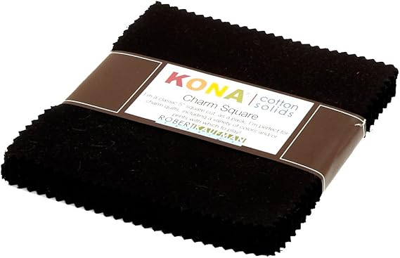 Kona Cotton Black 5'' Charm Squares