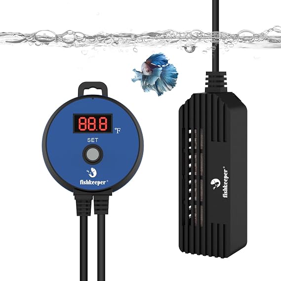 fishkeeper Small Aquarium Heater, 150W Submersible Fish Tahk Heater with LED Digital Display & Temperature Adjustable External Controller for Marine Saltwater and Freshwater(53-80 Gallon)