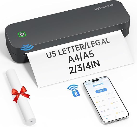 A4 D80 Portable Thermal Printer Inkless Bluetooth Grey