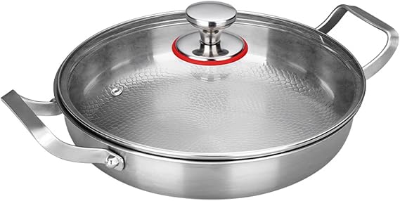 Titanium Hammered Pan, 2026 New Upgrade Double Handle Non Stick Titanium Pans for Cooking, Ultra-Durable, Scratch-Resistant, Even Heating Frying pans, Compatible With All Cooktops ,With Lid,12.6In