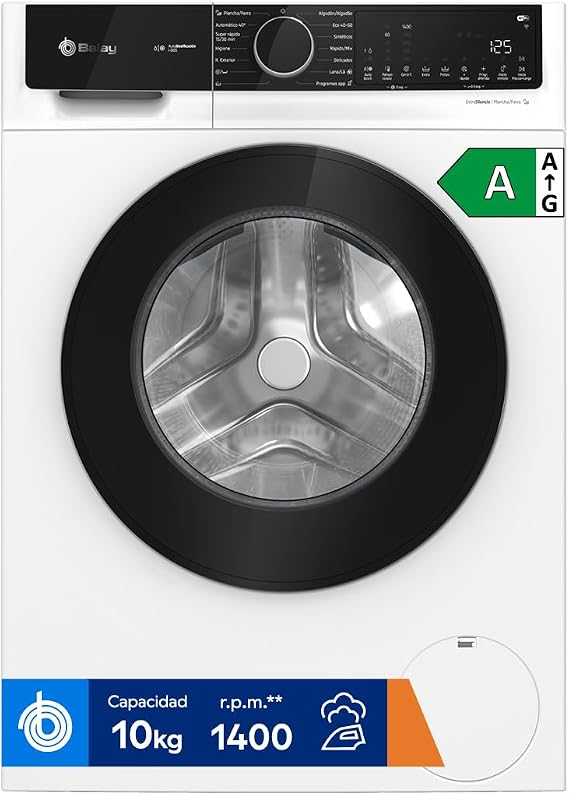 Balay, Washing Machine, 22 lbs, Self-Dosing, Silent, White, 3TS3104BH [Energy Class A]