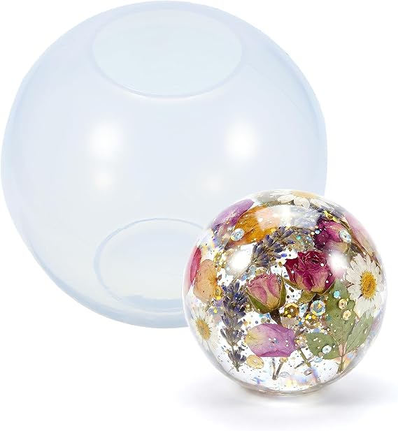 4 inch Large Sphere Resin Mold Silicone Sphere Mold 3D Seamless Silicone Ball Molds for Resin Art Epoxy Resins Candle Soap Bath Bomb Cement Plaster DIY Crafts Flower Keepsakes Home Decor