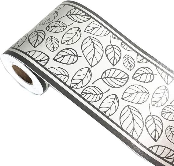 Elegant Green Leaf Foral Pattern Wallpaper Border Peel Stick Wall Decal Sticker Bathroom Kitchen Ceiling Border,Waterproof Removable 10cm by 10meters