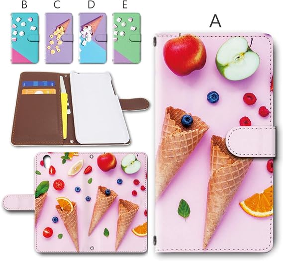 AQUOS sense lite SH-M05 exclusive notebook type case with camera hole diary smartphone case smartphone cover leather pastel cones candy design A/pastel pink Aquos sense light docomo Docomo Sharp